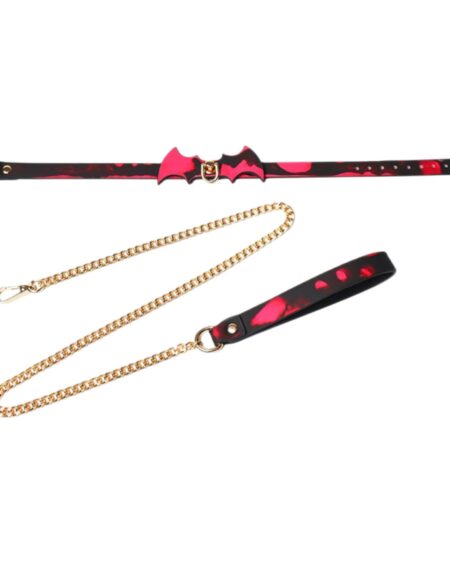 Hőre színt váltó nyakörv pórázzal (fekete)